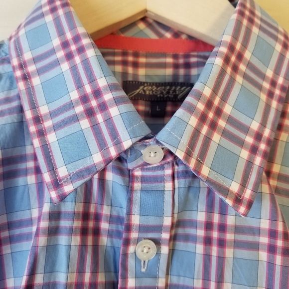 👔 Jeremy Argyle Plaid Button Down | Pink & Blue | L 🛍️ - Picture 5 of 7